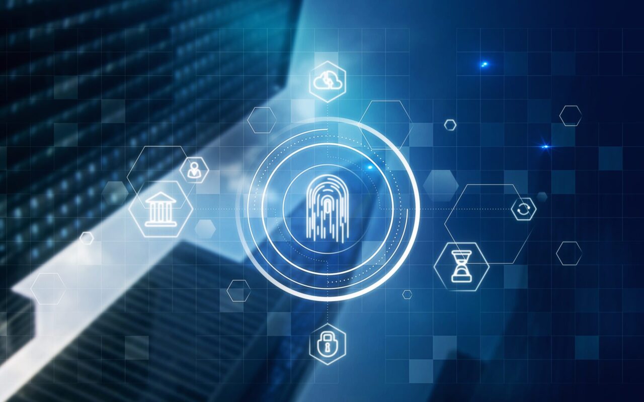 Abstract fingerprint graphic representing identity protection and online account security