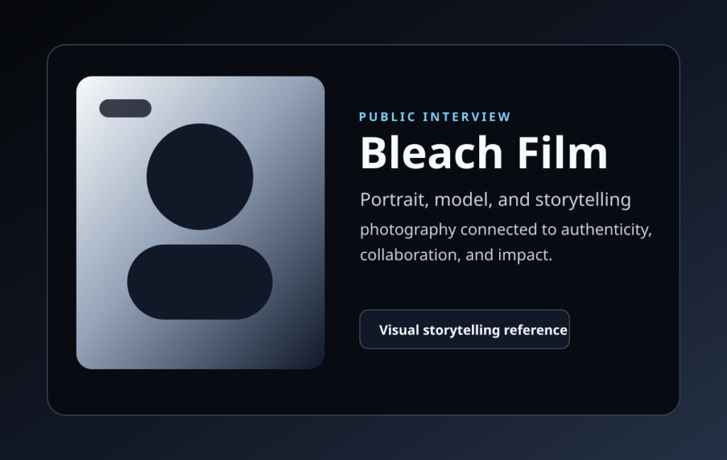 Original visual reference card for the Bleach Film interview with photographer Chris Wright
